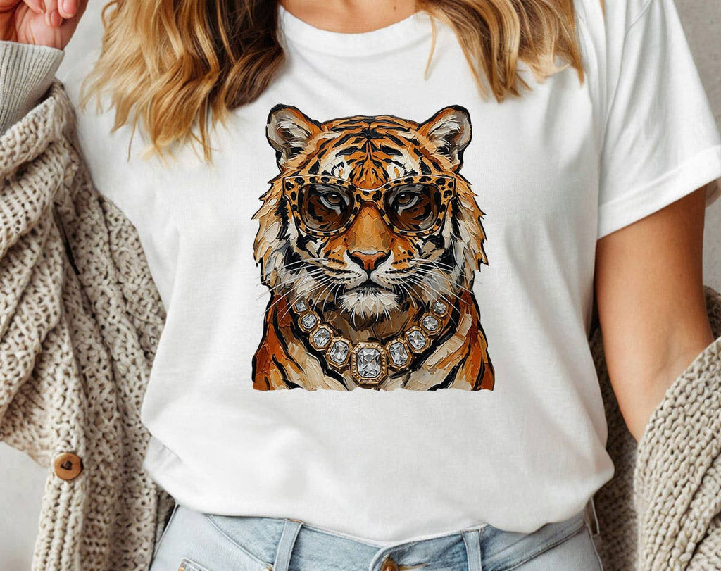 Glam Tiger Preppy Boujee Leopard Animal Bling T-Shirt