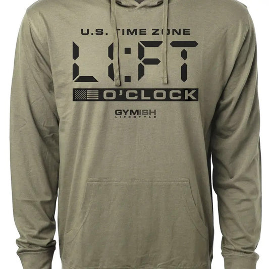 089. Lift O'Clock Funny Workout Gym Hoodie for Men Cotton Menswear