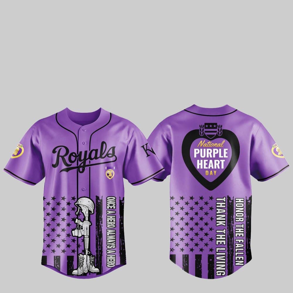2025 KC Royals National Purple Heart Day Jersey - Grishko.com