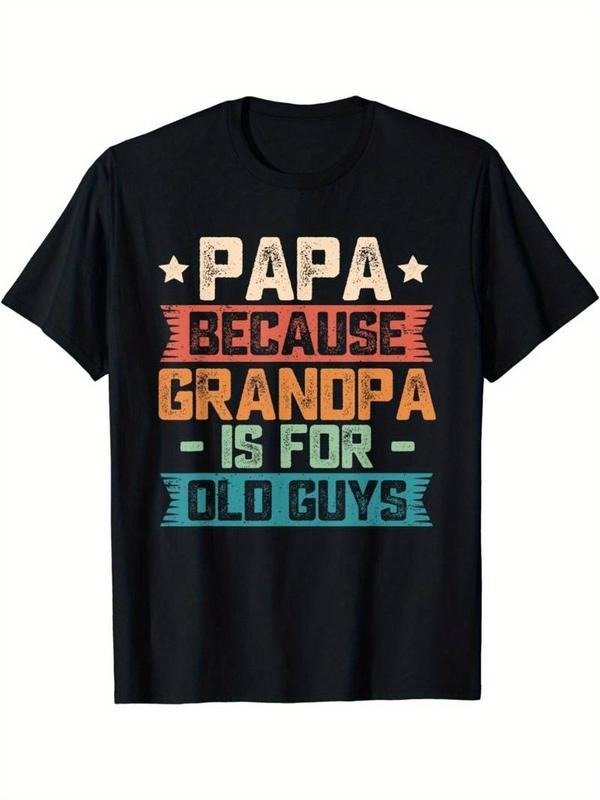 [100% Cotton] [High-end cotton Papa T-shirt casual] Drop shoulder t-shirt Papa family humorous generation, high-end cotton short-sleeved T-shirt, to create a unique casual style for urban men