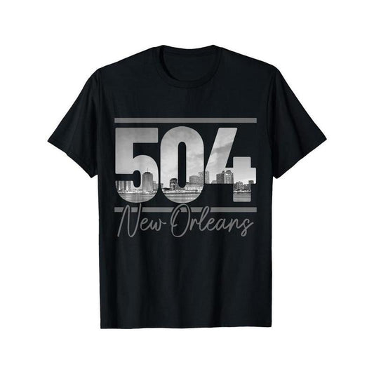 [100% Cotton] [New Orleans Vintage T-Shirt] Cotton New Orleans 504 Area Code Skyline Louisiana Vintage T-Shirt
