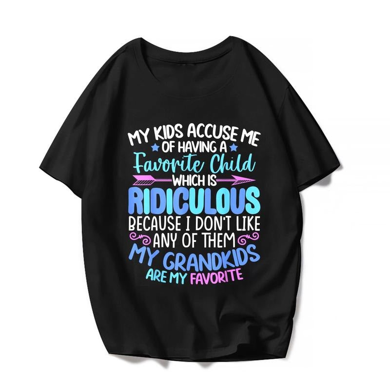 [100% Cotton] Any Of Them My Grandkids Are My Favorite Grandma Women Funny T-Shirt Nana Casual Mother's Day Cute Graphics...