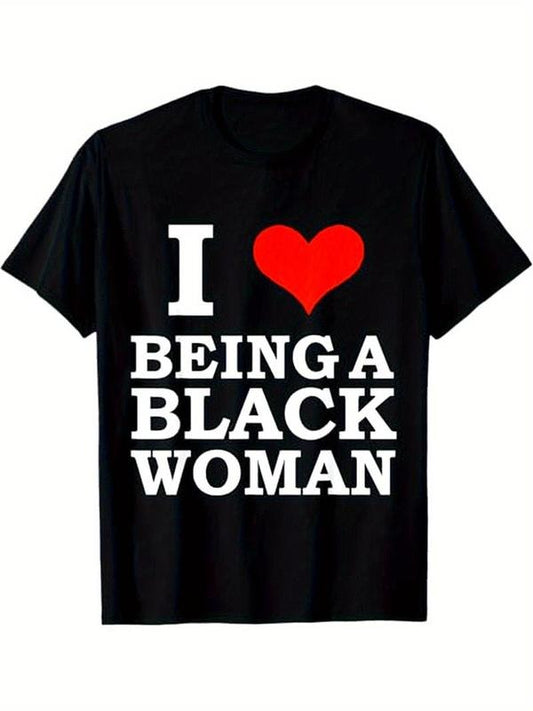 [100% Cotton] Black Pride 'I Love Being a Black Woman' T-Shirt - 100% Cotton, Vintage Style