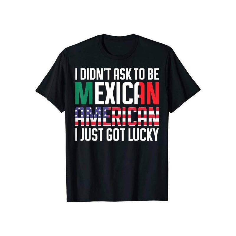 [100% Cotton] Cotton Crew Neck T-Shirt with Mexican American Pride Graphic - Adult Unisex Knit Fabric Tee