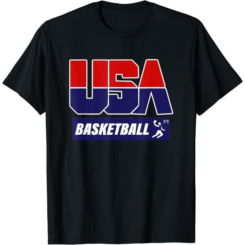[100% Cotton] Cotton Short Sleeve Basketball 2024 USA T-Shirt for Men Women