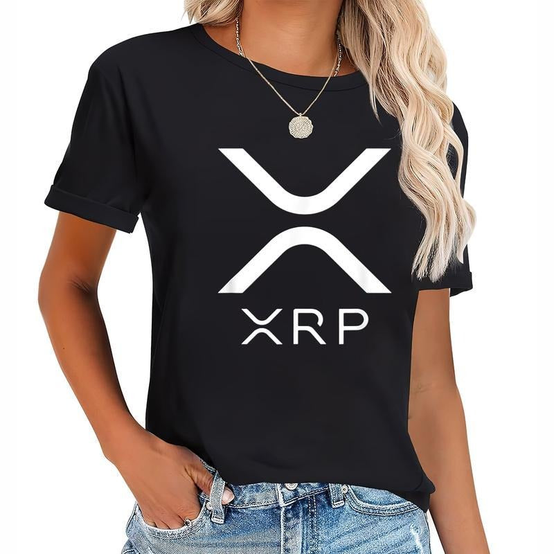 [100% Cotton] Cotton Short Sleeve Ripple Xrp Cryptocurrency New Logo T-Shirt for Men Women