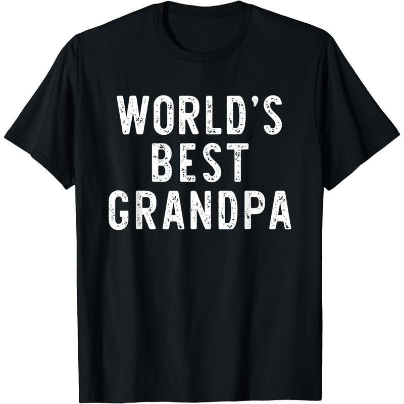 [100% Cotton] Cotton Short Sleeve World's Best Grandpa Funny Family T-Shirt for Men Women