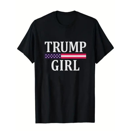 [100% Cotton] Cute Vintage Vote Trump Girl Republican US Flag 2024 Womens T-Shirt