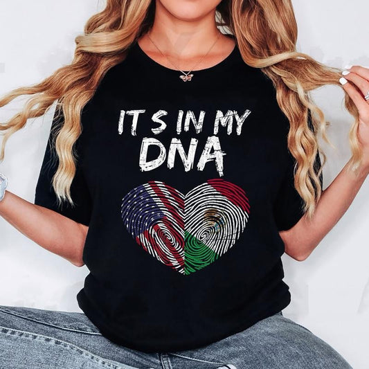 [100% Cotton] DNA USA Flag American Mexican Flag Mexico T-Shirt