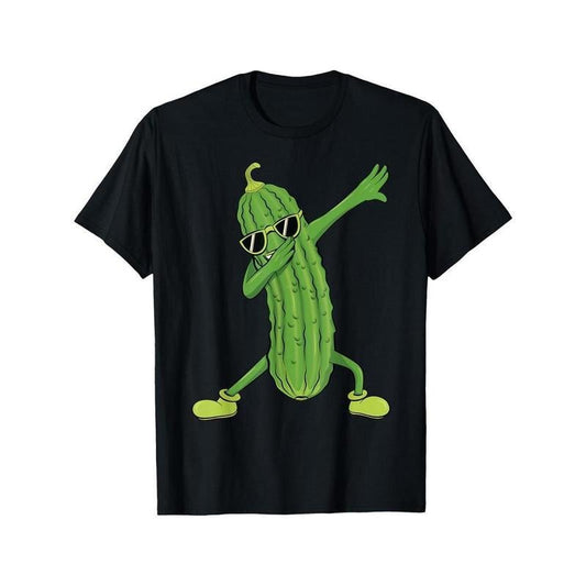[100% Cotton] Dabbing Pickle Dancing Cucumber lover Funny Shirt Gifts T-Shirt Cotton Fun Design DIYMen's Soft breathable comfortable casual sports Halloween and Christmas gifts