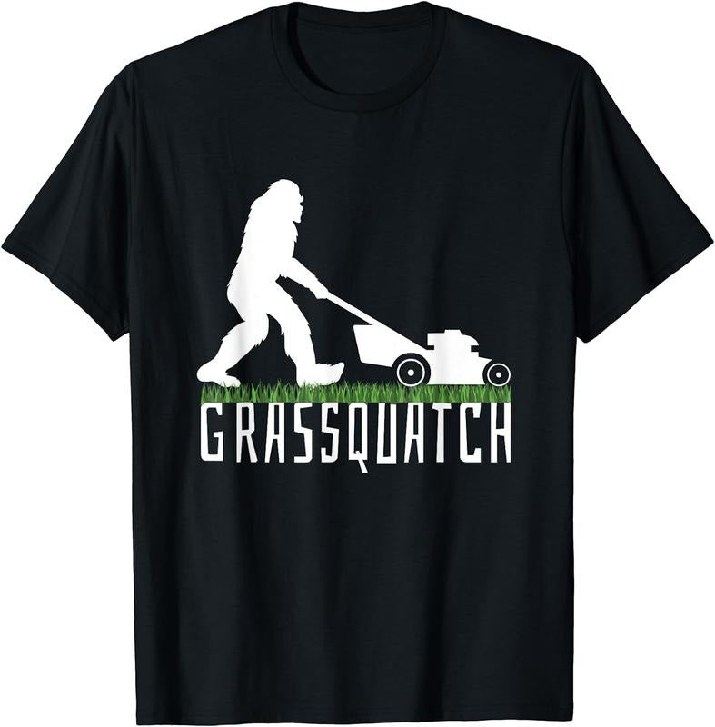 [100% Cotton] Funny Lawn Mowing Shirt Grassquatch Bigfoot Lawn Mower T-Shirt Hoodie, Sweatshirt | WearSparks.com