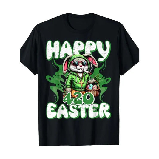 [100% Cotton] Happy 420 Easter Funny Smoking Easter Bunny Men Women T-Shirt Hoodie, Sweatshirt | WearSparks.com