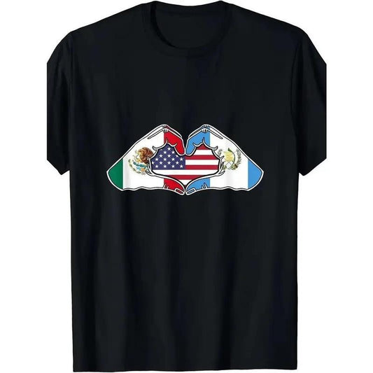 [100% Cotton] Heart Hands Mexico, Guatemala And The USA. T-Shirt