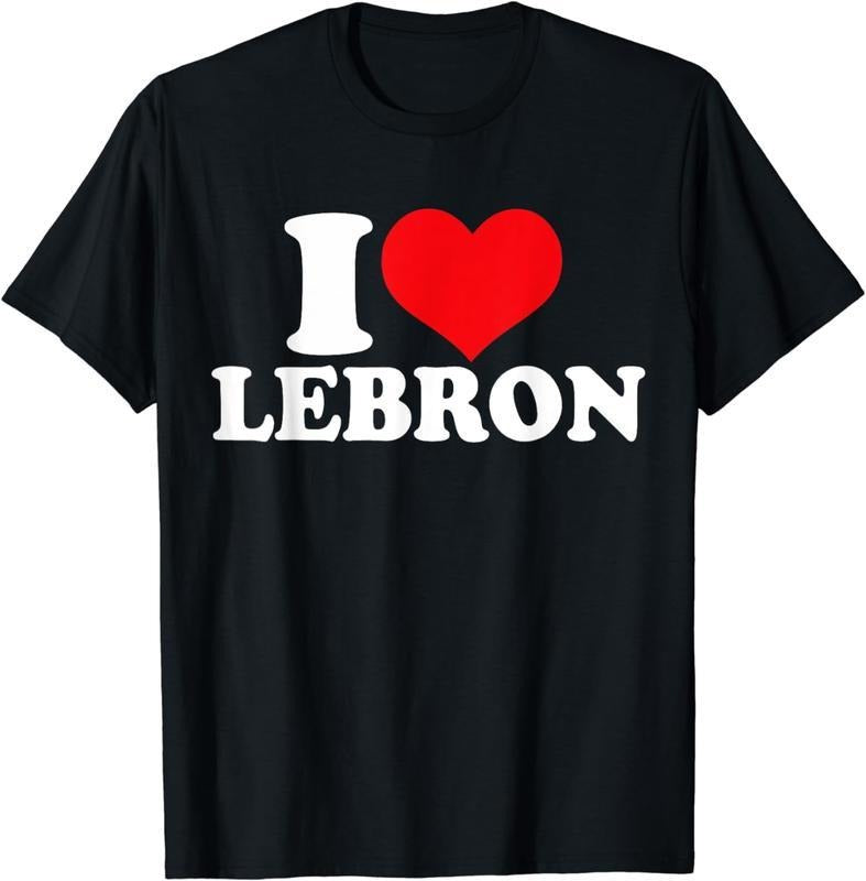 [100% Cotton] I Love Lebron, I Heart Lebron T-Shirt Graphic & Letter Print T-Shirt Slogan Tees Casual Menswear Unisex Tshirt Top Birthday