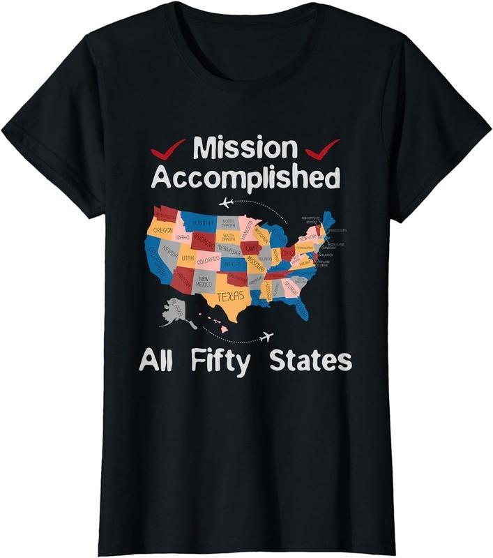 [100% Cotton] I did it! Visit all 50 USA states design Road Trip Vacation T-Shirt