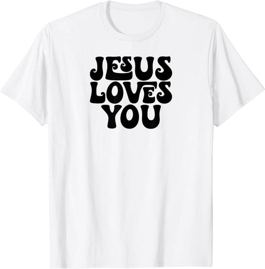 [100% Cotton] Jesus Loves You Retro Vintage Style Graphic Men Womens T-Shirt