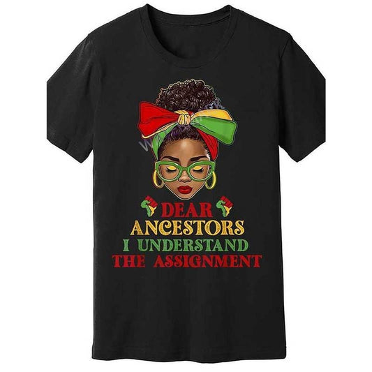 [100% Cotton] Juneteenth 1865 Inspired Black Woman Afro Messy Bun Graphic T-Shirt