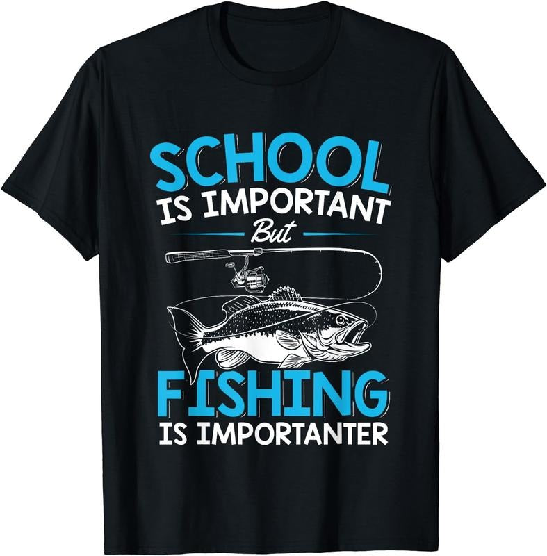 [100% Cotton] Kids Fishing Shirt Youth Boys Fish Lover Teen Boys Fishing T-Shirt