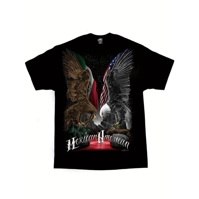 [100% Cotton] MEXICAN AMERICAN Men'S Tee  Comfortable Cotton Men'S Round Neck Short Sleeves T-shirt