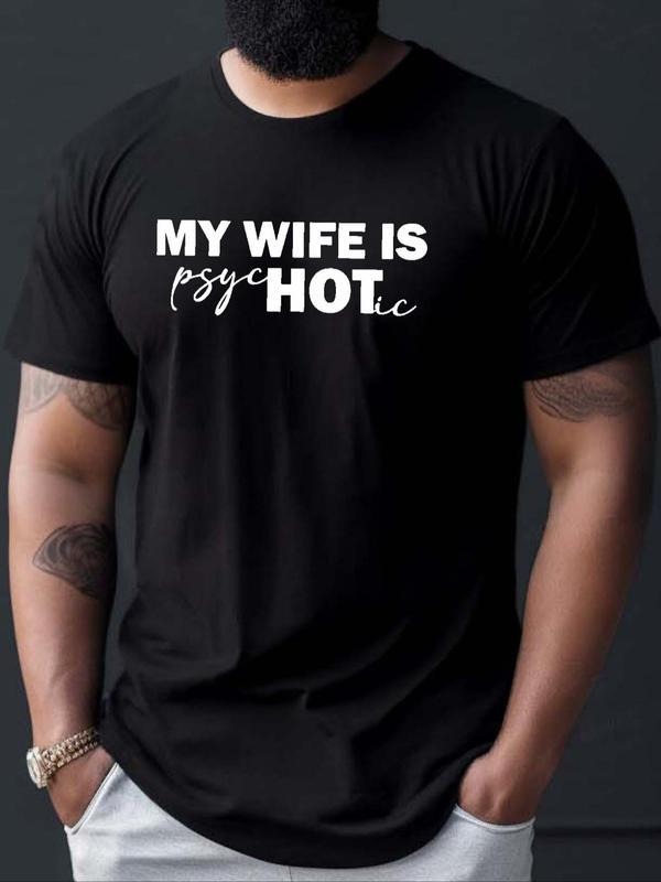 [100% Cotton] Men's Letter Print Round Neck Shortsleeve Tee, Summer Outfits, Summer Clothes, Regular Fit Streetwear Short Sleeve Crewneck Tshirt for Daily Wear, Graphic Tees, Casual Summer Top for Men, Streetwear Menswear, 90s Clothes