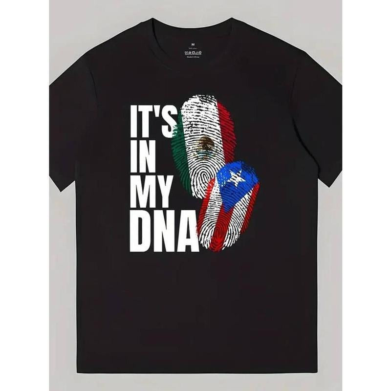 [100% Cotton] Mexican and Puerto Rican DNA Mixed Heritage Graphic Monogrammed T-Shirt