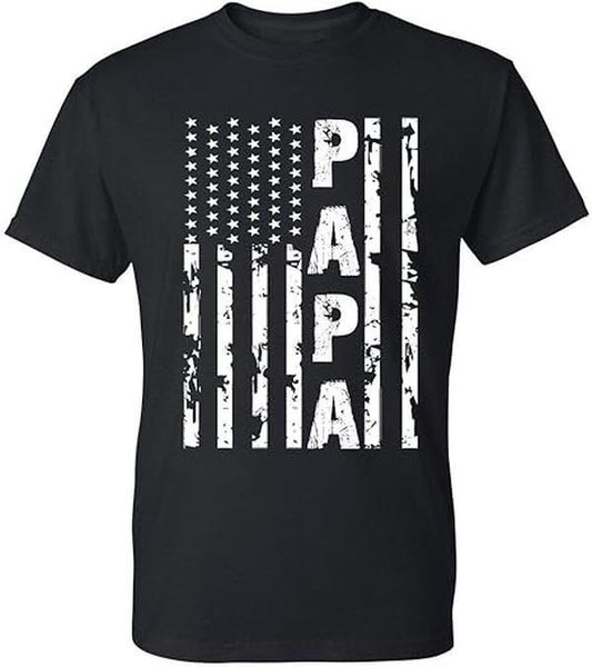 [100% Cotton] Papa Vintage American Flag Men's T-Shirt