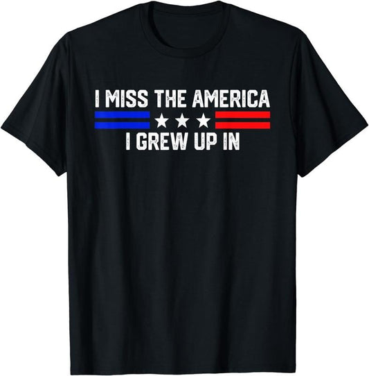 [100% Cotton] Retro I Miss The America I Grew Up In US Flag Vintage T-Shirt