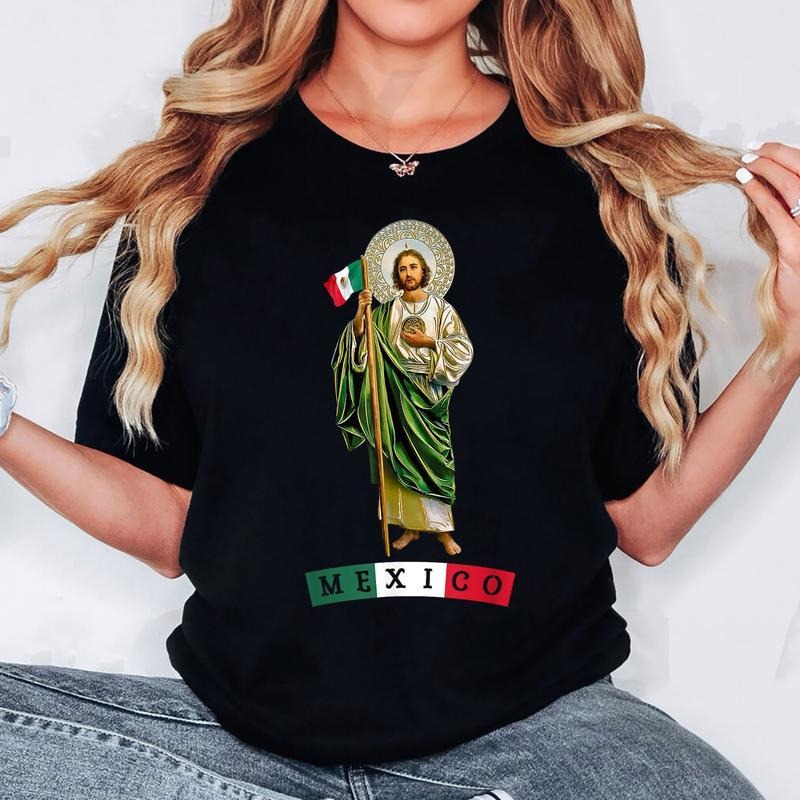 [100% Cotton] San Judas Tadeo with Mexico T-Shirt San Judas Tadeo with Mexico Unisex Tee