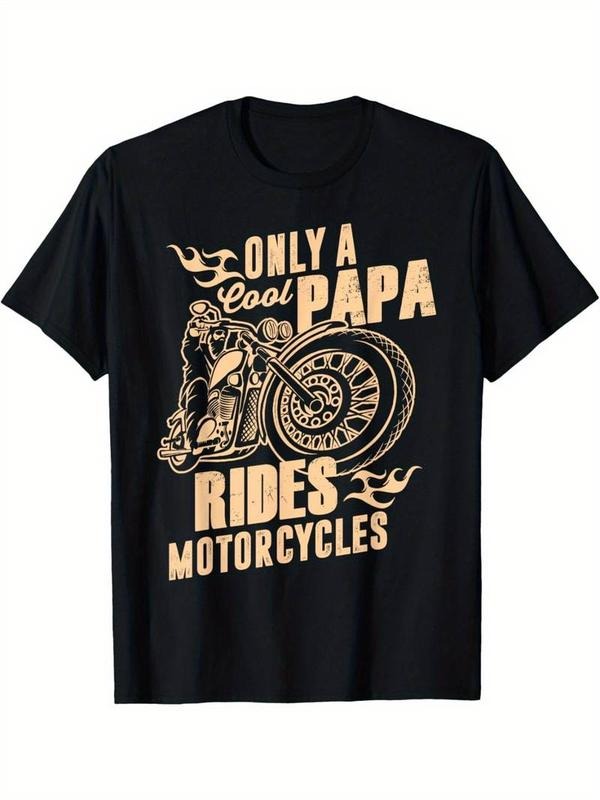 [100% Cotton] Stretchy Fabric| Cool Papa Rides Motorcycles" Graphic Tee - 100% Cotton
