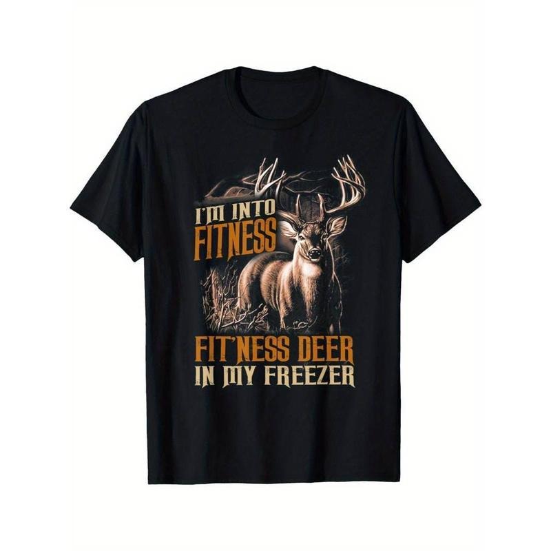 [100% Cotton] Summer Comfortable Deer Hunting T-Shirt - Fit'Ness Deer In My Freezer Short Sleeve Casual T-Shirt