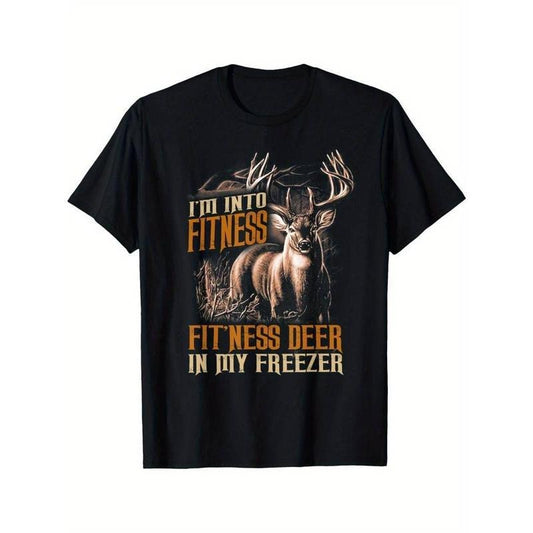 [100% Cotton] Summer Comfortable Deer Hunting T-Shirt - Fit'Ness Deer In My Freezer Short Sleeve Casual T-Shirt