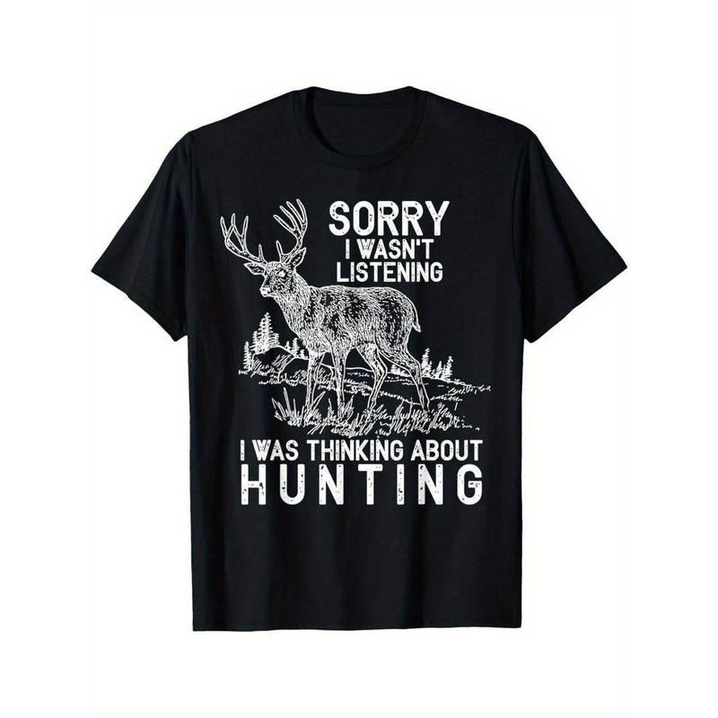 [100% Cotton] Summer Comfortable Short Sleeve Funny Hunting T-Shirt - Deer Hunter Shirt Gift