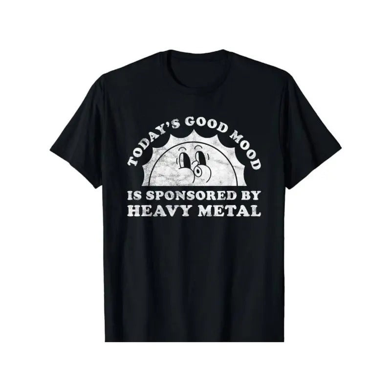 [100% Cotton] Unisex-Adults T-Shirt Black Classic Fit Short Sleeve Heavy Metal Letter Print