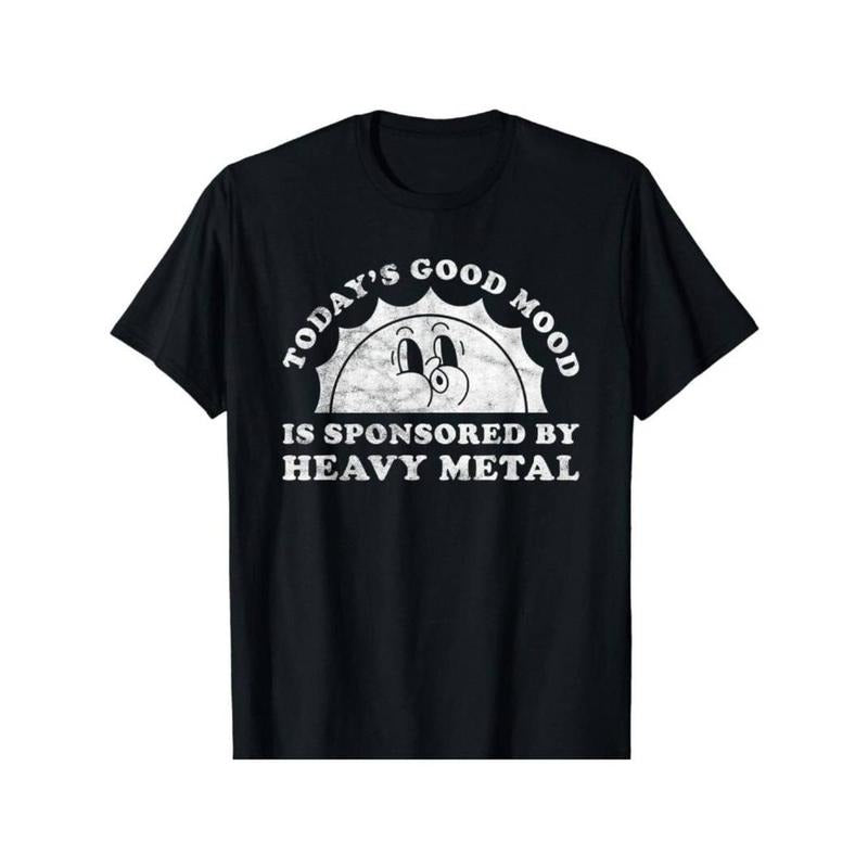 [100% Cotton] Unisex-Adults T-Shirt Black Classic Fit Short Sleeve Heavy Metal Letter Printstyle{n002}2