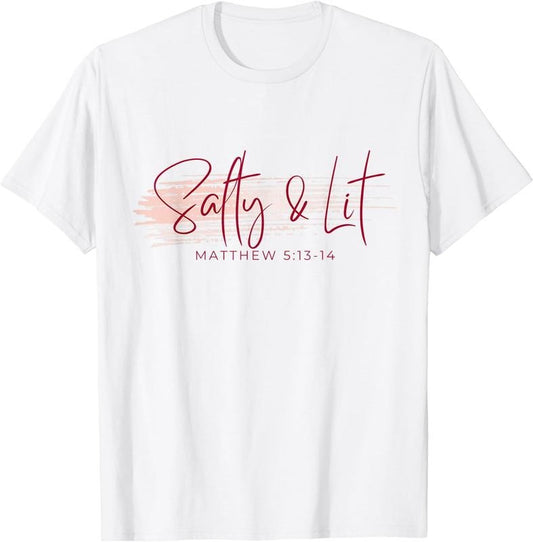 [100% Cotton] Womens Mens Religious and Funny Salty and Lit Graphic Tee T-Shirt