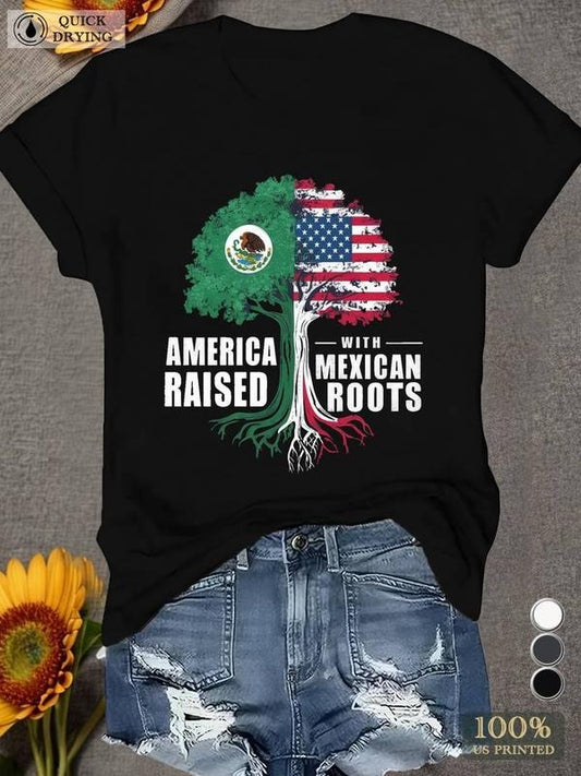 [100% Cotton] merican mexican Women's Plus Size Sports Short Sleeve T-Shirt