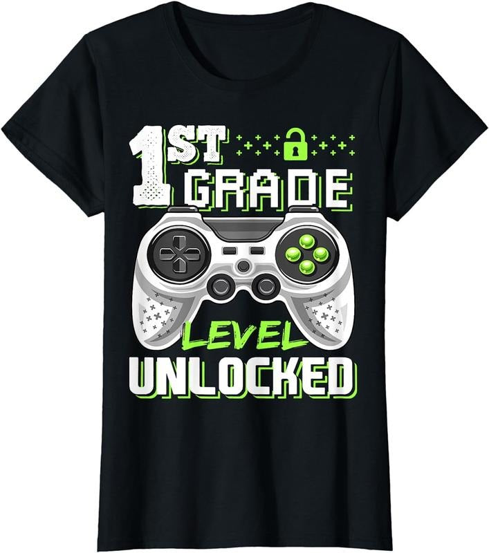 [100% Cotton]1st Grade Level Unlocked Video Game Back to School Boys T-Shirt Hoodie, Sweatshirt | WearSparks.com