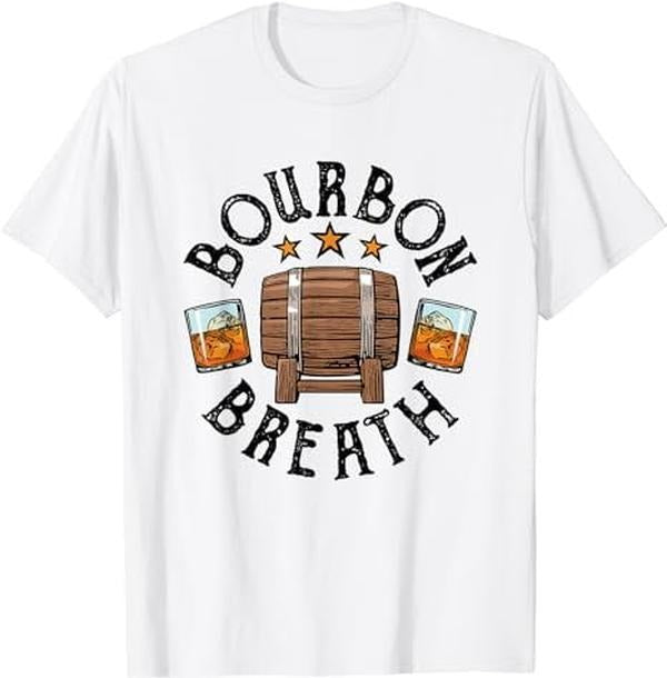 [100% Cotton]Bourbon Breath Whiskey Barrel Alcohol Drinker Drinking T-Shirt
