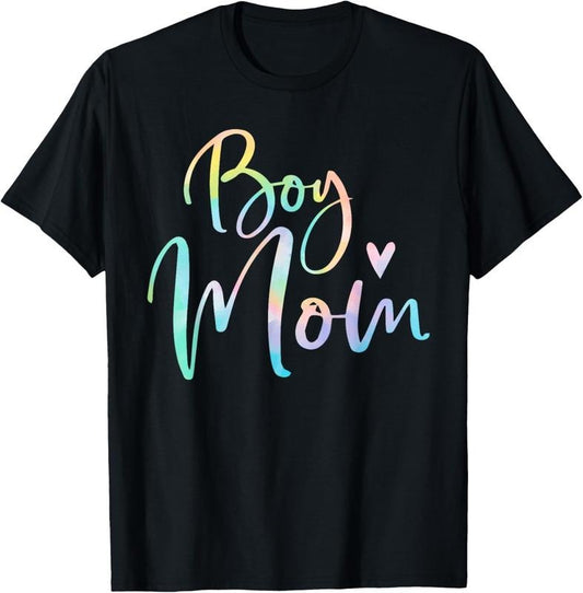 100% Cotton Boy Mom Gifts For Mother Mama Of Boys Tie Dye T-Shirt