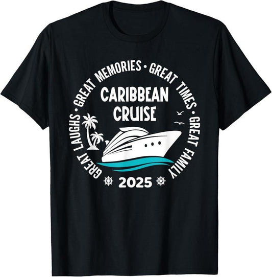 100% Cotton Caribbean Cruise 2025 Vacation Trip Matching Family Group T-Shirt