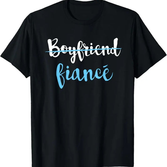 100% Cotton Couple Engagement Just Engaged T-Shirt Boyfriend Fiance T-Shirt