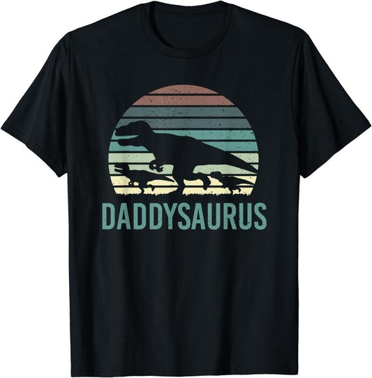 [100% Cotton]Daddysaurus Fathersday Dad Papa Family Dinosaurs Vintage T-Shirt