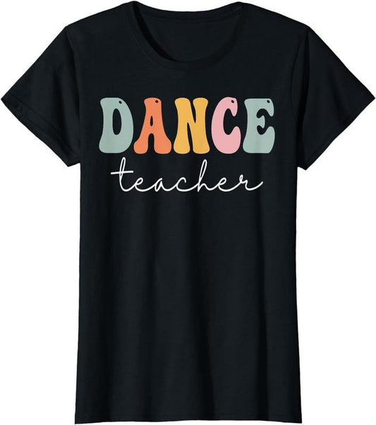 [100% Cotton]Dance Teacher Retro Groovy Vintage Happy First Day Of School T-Shirt