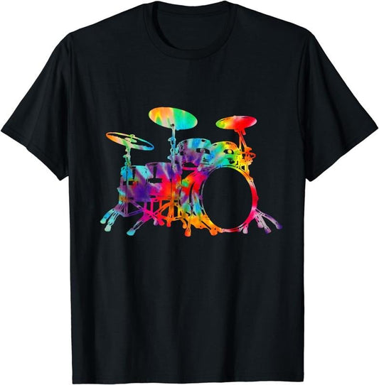 [100% Cotton]Drummer Tie Dye Drum Set Drums Drumming Vintage T-Shirt