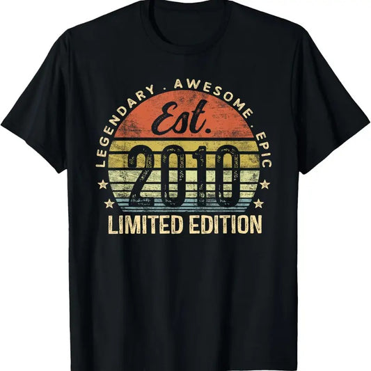 100% Cotton Est 2010 Limited Edition 14th Birthday Gifts 14 Year Old T-Shirt