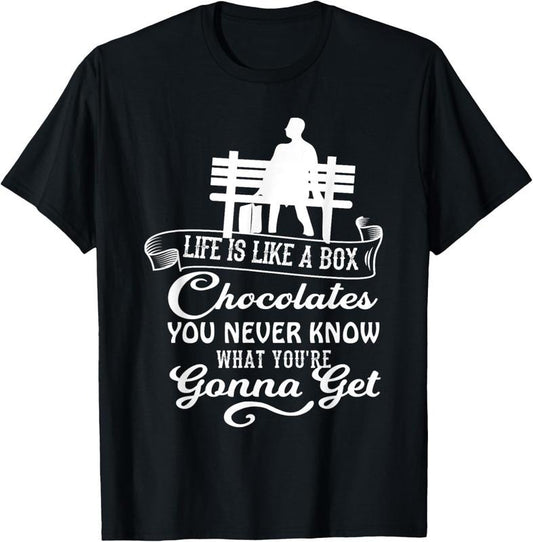 100% Cotton Funny Chocolate Day Tshirt Life Is Like A Box Of Chocolates T-Shirt