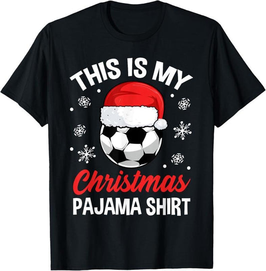 100% Cotton Funny Christmas Soccer Ball Pajama Pj Outfit Men Women T-Shirt