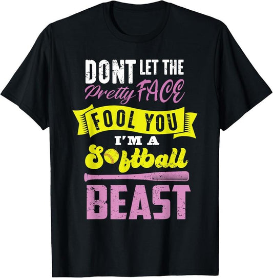 100% Cotton Funny Fastpitch Girls Catcher Softball Game Gift Women  T-Shirt