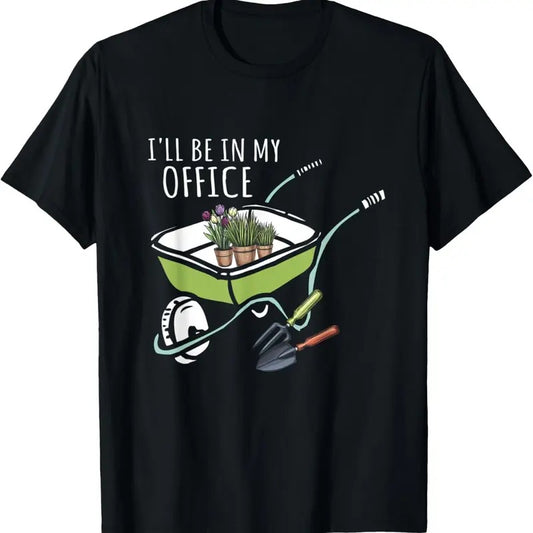 100% Cotton Funny Landscaping Wheelbarrow Flower Gardening Office T-Shirt