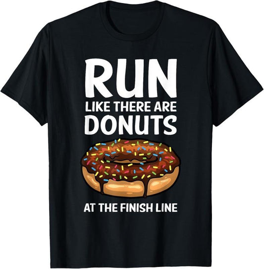 100% Cotton Funny Running For Men Women Donut Finish Line Marathon T-Shirt